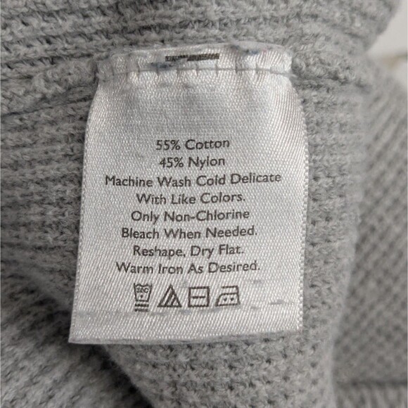 Eddie Bauer Top Medium Gray Thermal Hoodie Waffle Knit Pullover Long Sleeve - Picture 8 of 8
